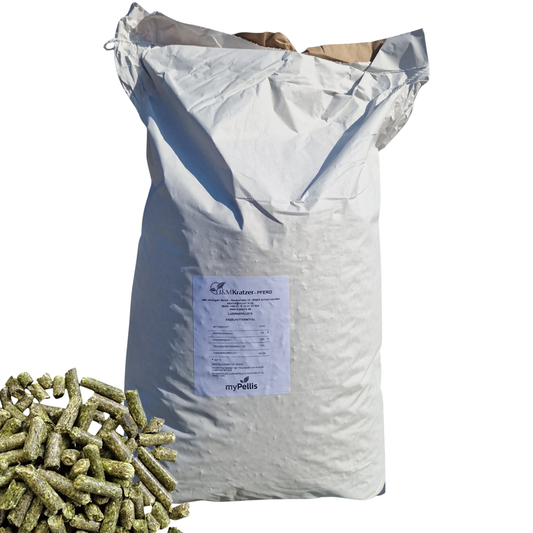 MyPellis Luzernepellets im 25 kg Sack – natürliches Eiweißfutter für Pferde und Rinder