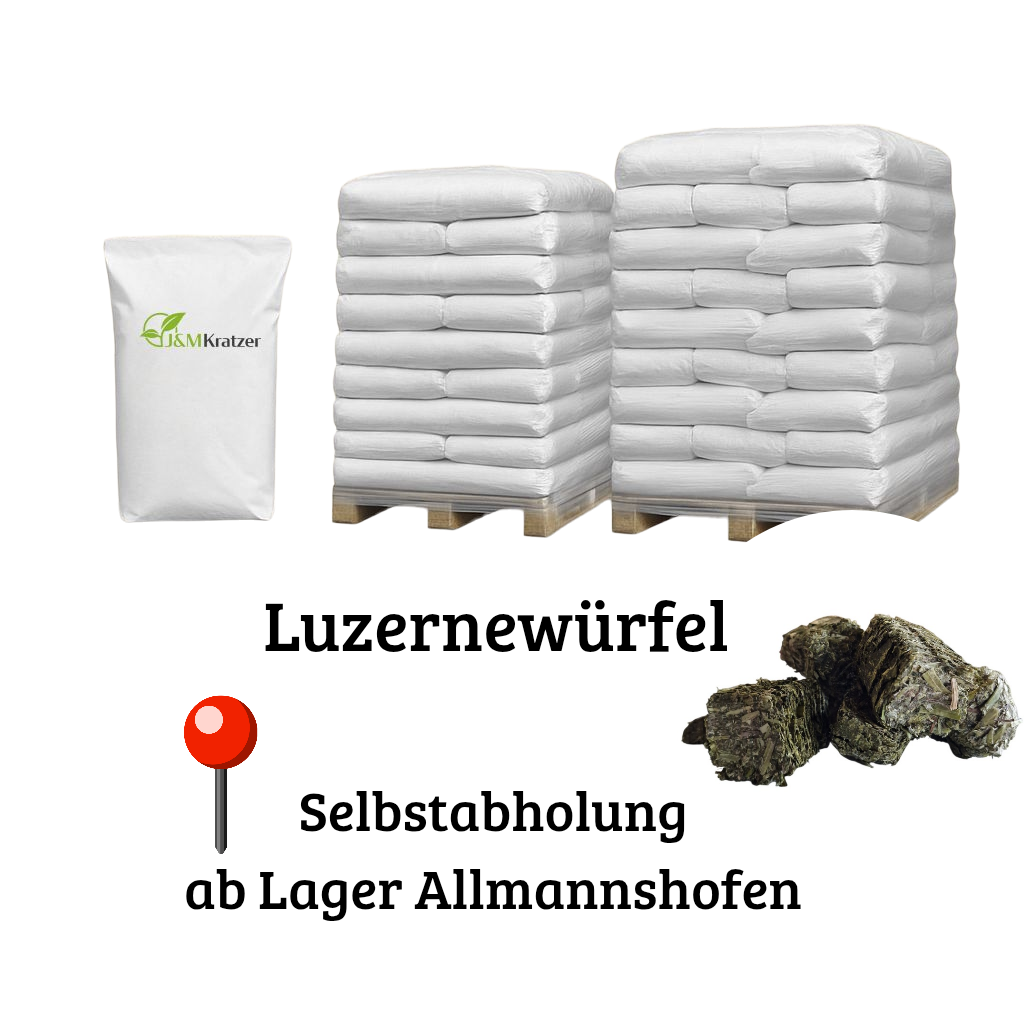 Luzernewürfel für Pferde – Strukturreiche Luzerne in grober Würfelform | myPellis - Selbstabholung